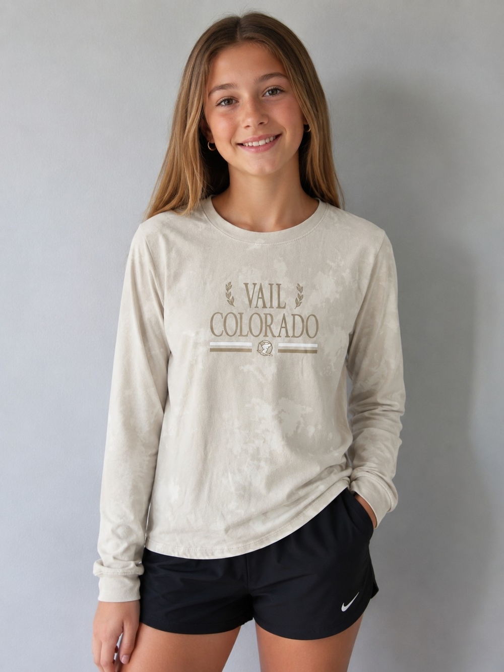 Vail Colorado Kids' Long Sleeve Shirt - Cream